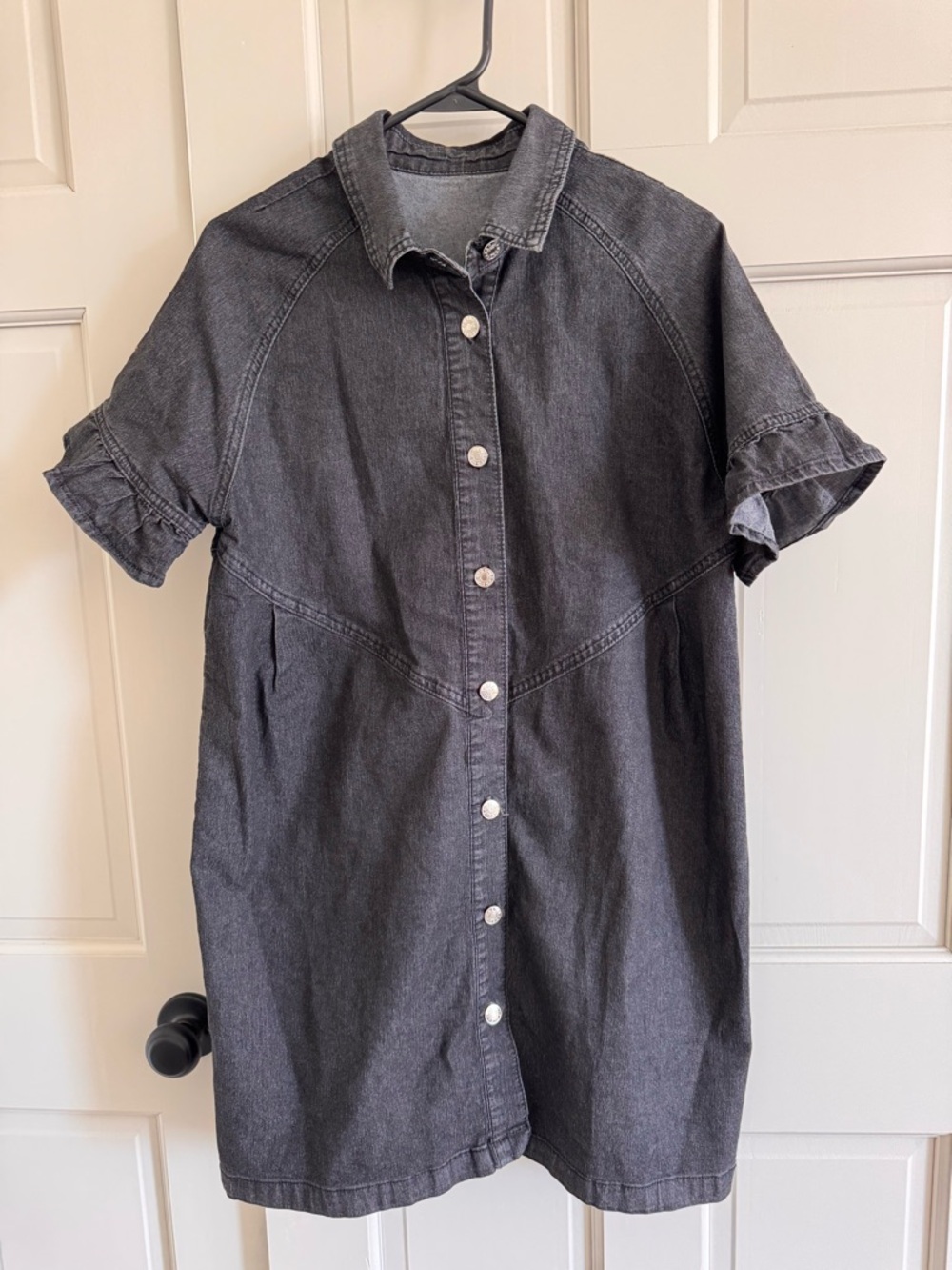 Gray denim button down dress S